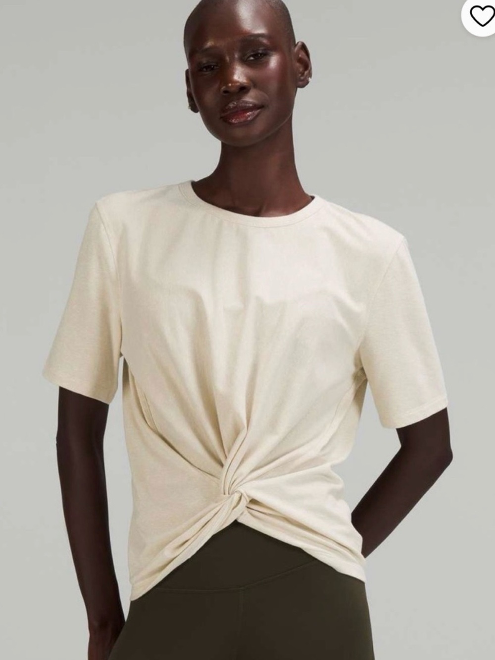lululemon athletica Knotted Front Short-Sleeve Tee in Cream